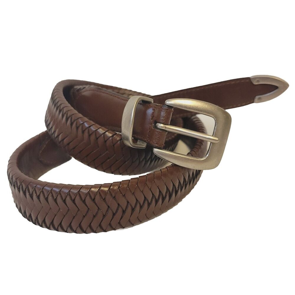 Classic Unisex Belt Genuine Leather Double Braided Brown Color